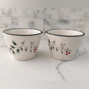 Pfaltzgraff Winterberry 3.5” Sauce Bowls Christmas White Holly Berry Lot of 2
